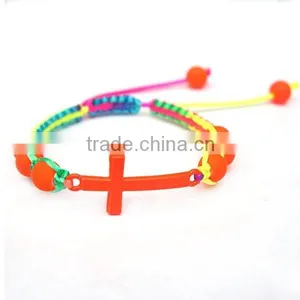Knitting Bracelet, Zinc Alloy + Plastic,colorful Plastic Bracelet With a Big Cross thumbnail-1