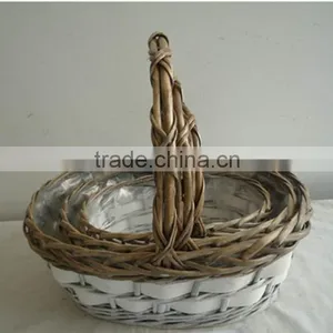 3 Set Handmade Willow Storage Baskets With Handle thumbnail-4
