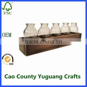 Wooden Bottle Crates Distressed Glass Bottle Storage Wooden Crates for Wedding thumbnail-1