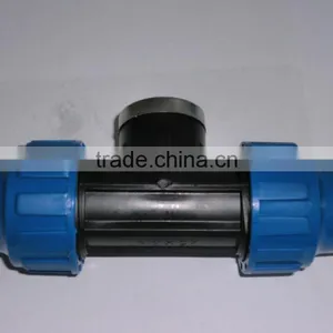 Water Pipe PP Compression Fitting Tee With Threaded Female Offtake thumbnail-1