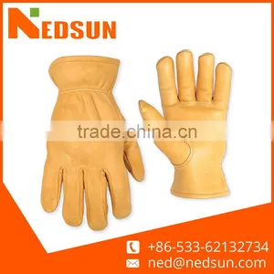 Yellow Soft Working Cow Leather Driver Gloves thumbnail-1