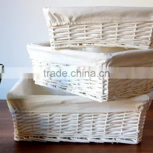 New White Wicker Storage Collection Display Gift Hamper Basket thumbnail-1
