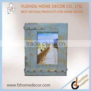 Promotional Shabby Chic Wood Printing Photo Frame With Blue Colour for Home Decoration thumbnail-4