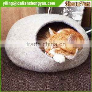 Felt Cat Cave Handmade Indoor 100% Wool Cat Bed thumbnail-3