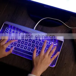 Newest Fashion Glass Touch LED Backlit Universal Wired Keyboard Transparent Glass LED Touch Keyboard thumbnail-1