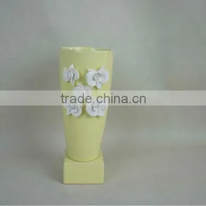 Ceramic Yellow Flower Vase With Crystals From Swarovski for Home Decoration thumbnail-1