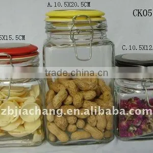 Square Glass Jar Used for Storage Jam With Clamp thumbnail-1