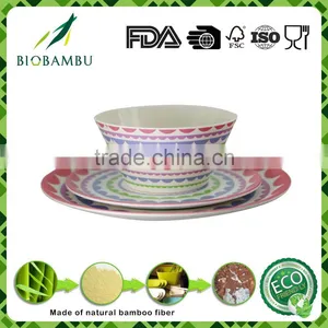 Colorful Decal Design Good Capacity Bamboo Fiber Dinner Set thumbnail-1