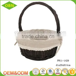 Custom 100% Handmade Eco-friendly Handled Colorful Fancy Natural Wicker Gift Easter Basket With Liner thumbnail-5