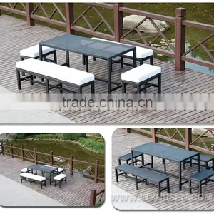 Aluminum Frame Rattan Table and Chair Dining Set for Garden thumbnail-1