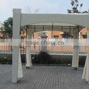 Poly Rattan Gazebo With Curtain thumbnail-4
