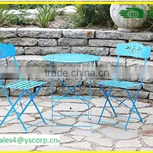 China Company Wholesale Cheap Outdoor Garden Patio Furniture Folding 3PC Table Chair Set Bistro Style Backyard Metal thumbnail-3