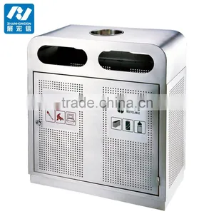 Outdoor Metal Waste Container Dustbin Garbage Trash Bin thumbnail-3