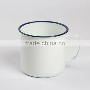 Enamelware Cast Iron Enamel Tea Mug Plain White Coffee Mugs thumbnail-3