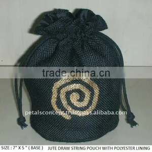 Jute Drawstring Pouch With Polyester Lining thumbnail-1