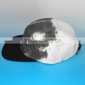 Black &white Washed Tye Dye 5 Panel Hat Sport Cap thumbnail-4