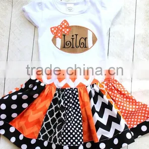 Girls Football Outfit Football Fall Skirt Set Orange and Black Outfit thumbnail-1