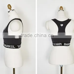 2017 New Fashion Design Customized Your Own Brand Logo Elastic Band 95%Cotton 5%Spandex Sport Crop Top Bralettes thumbnail-3