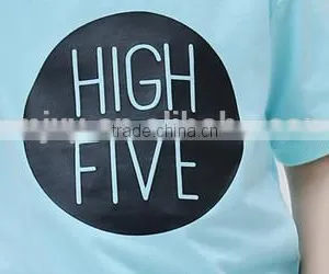 Fashion Custom High Five Word Printed Kids Round Neck Short Sleeve T Shirt OEM Service thumbnail-4