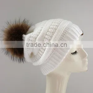 Myfur Wholesale Custom Made Real Fur Pom Winter Hat Women Fur Ball Knit Hat thumbnail-1