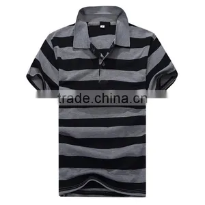 China Manfucture Cheap Cotton Material Soft Man Striped Polo Shirt Wholesale for Sale thumbnail-1