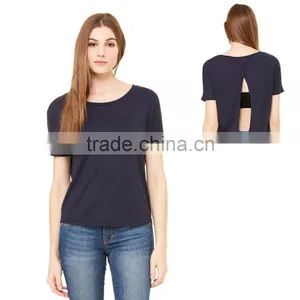 Bella+Canvas Women's Flowy Open Back Tee - Has a Relaxed, Drapey Fit, Open Back and Comes With Your Logo thumbnail-1
