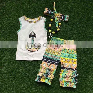 2016 Baby Girls Boutique Outfits Girls Summer Clothing Girls Anchor Outfits America Doll Outfits With Matching Accessories thumbnail-1