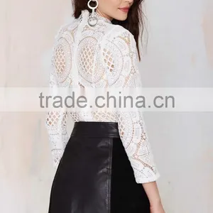 2015 Vintage Clothes Bottom Skirt Fly Front Leather Women Skirt thumbnail-5
