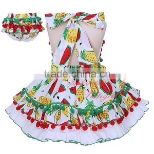 Watermelon Spanish Flower Girl Dress With Bonnet and Knickers thumbnail-3