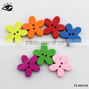 20MM Flower Shaped Wood Buttons Colorful Buttons For Clothing Decoration DIY Craft Accessories thumbnail-1