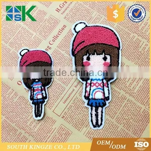 Wholesale Parent-Child Embroidery Clothes Appliques Red Hat Little Beauty Towel Embroidery Patch thumbnail-2