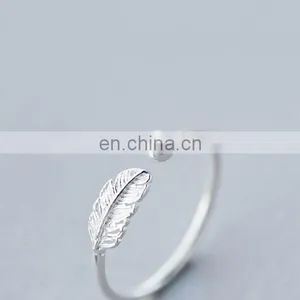 925 Sterling Silver Adjustable Leaf Stacking Ring Minimalist Ring Gift For Her thumbnail-3