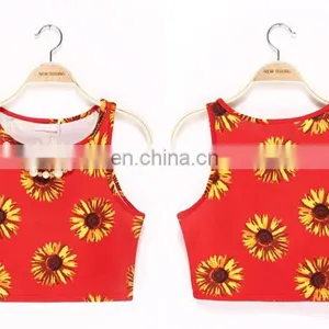 Summer Daisy Flower Printing Tank Tops With A Line Skirts Two Pieces Ready Garment thumbnail-3