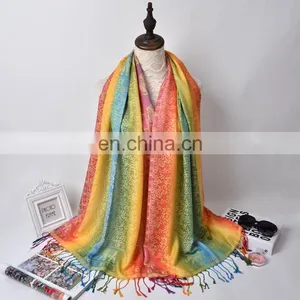 Fancy Rainbow Cotton Elephant Jacquard Pashmina Hijiab Shawl Scarf thumbnail-3