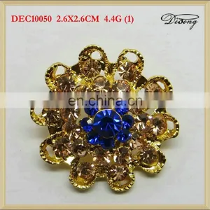 DEC10050 Gold Crystal Button Shirt Buttons Garment Accessory Round Crystal Buttons Wholesales thumbnail-1