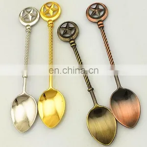 No Minmum Cheap 10.5cm Cafe Use Star Style Multi Color Vintage Alloy Jam Spoon thumbnail-1