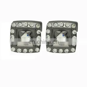 Black Nickel Brass Crystal Cufflinks thumbnail-1