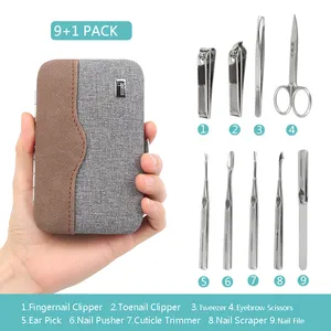 Professional Stainless Steel Manicure Set Men Grooming 9 in 1 With Luxurious PU Travel Case thumbnail-2