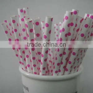 Small Pink Polka Dots Paper Drinking Straws for Party or Birthday Use thumbnail-1