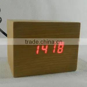 2015 Office Led Click Table Wooden Alarm Clock With Touch Function thumbnail-2