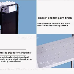 Customized Rolling Four Step Book Ladder With High Polymer Nylon Casters for Smooth Mobility – Perfect for Museums and Galleries thumbnail-5