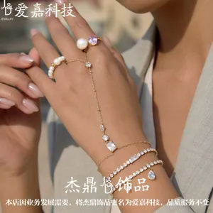 Gold Plated Stainless Steel Tennis Bracelet With CZ Drop Charm for Women Waterproof Adjustable Chain Bracelet Jewelry Wholesale thumbnail-5