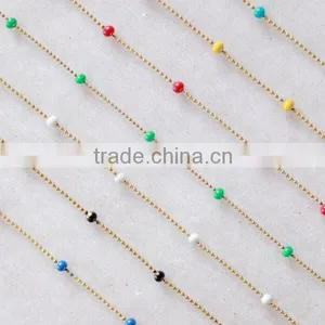 1mm Width Colorful Bead Accessory Chain, Small Round Fashion Antique Brass Ball Chain Wholesale thumbnail-1