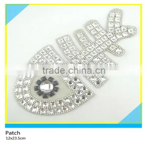 Iron on Crystal Decals Hotfix Fishbone Design Rhinestone Patch 12x23.5cm thumbnail-1