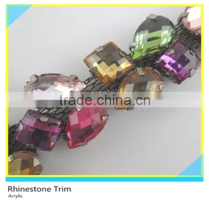 Fancy 888 Crystal Rhinestone Trimming Gold Chain For Garment Dresses Decoration thumbnail-5