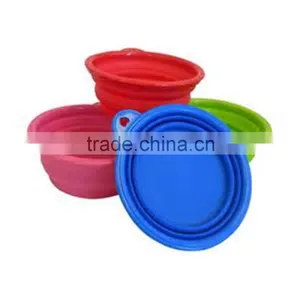 Colorful Wholesale Promotion Food Grade Pet Feeding Water Food Holder Collapsible Travel Bowl Fortable Silicone Pet Bowl thumbnail-2