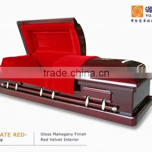 MAGISTRATE RED Solid Mahogany Wood Casket Coffin Prices Zinc thumbnail-1