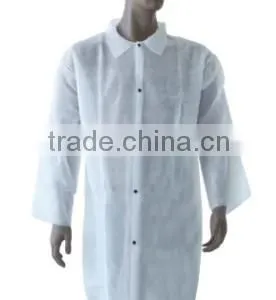 Disposable PP Visitor Coat / Lab Coat With Elastic Cuffs Studs thumbnail-1