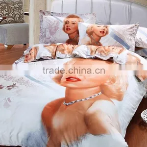 2016 Fashion Reactive Printed Flower 100% Natural Cotton 3d Bed Cover Set thumbnail-1