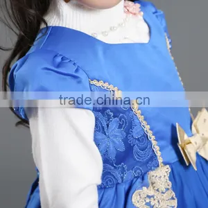 Wholesale Fashion New Design Embroidery Royal Blue Party Children Frocks Designs thumbnail-5